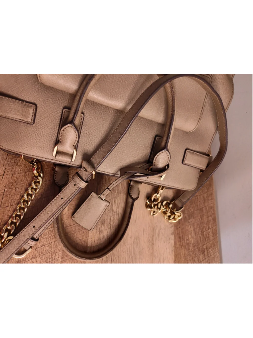 Women's Michael Kors Satchel Bag One Size Taupe Gold